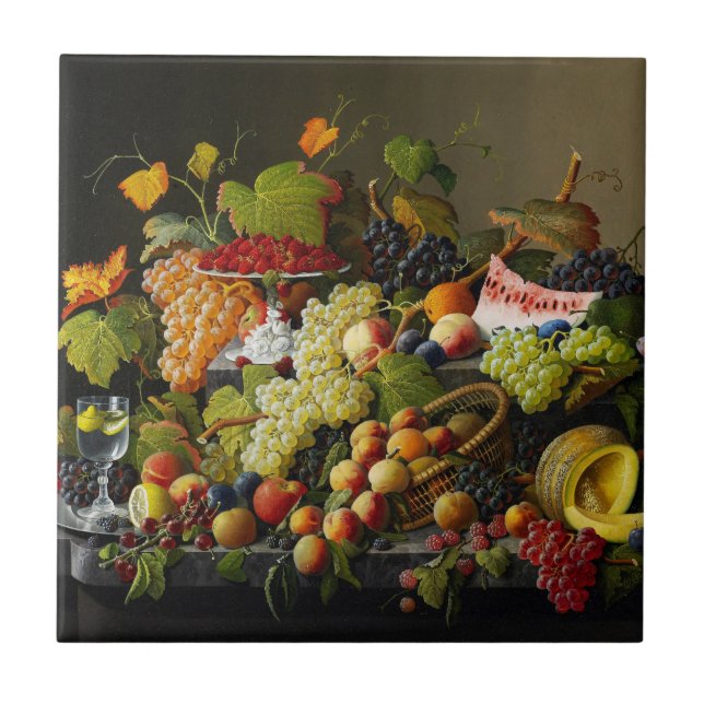 Carreau Nature morte aux fruits abondants de Severin Roese (Devant)