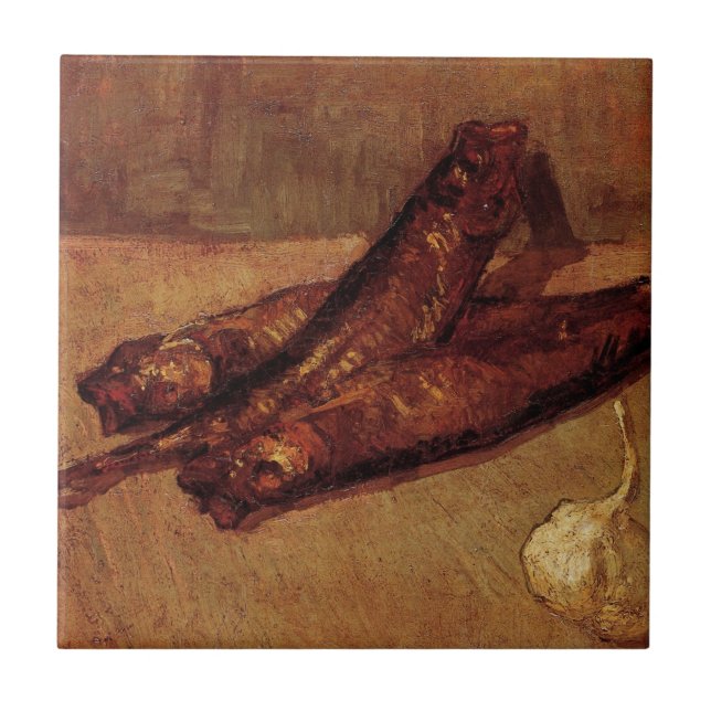 Carreau Nature morte Bloaters et ail par Vincent van Gogh (Devant)