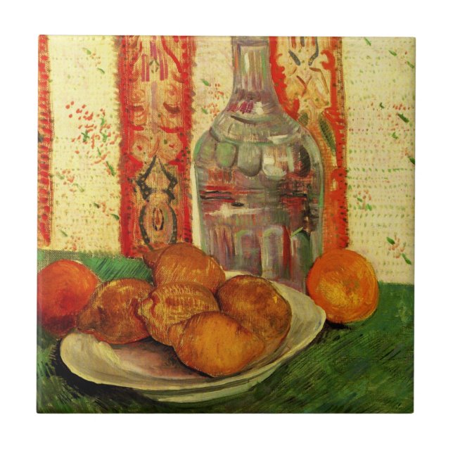 Carreau Nature morte carafe et citrons par Vincent van Gog (Devant)