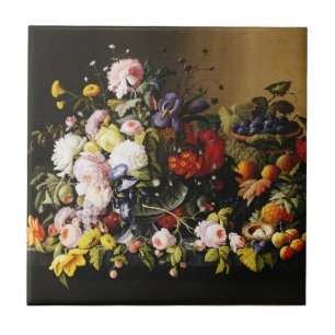 Carreau Nature morte de fruits floraux vintage de Severin
