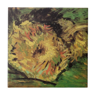 Carreau Nature morte Deux tournesols coupés par Vincent va