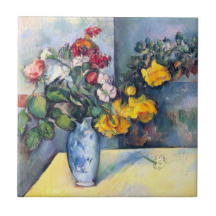 Carreau Nature morte Fleurs dans un vase de Paul Cezanne