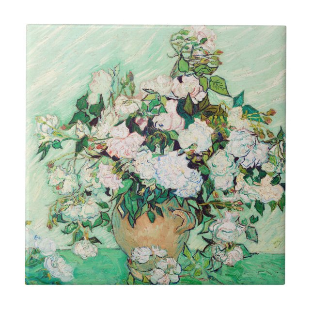 Carreau Nature morte Roses dans un vase par Vincent van Go (Devant)