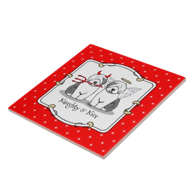 Carreau Naughty & Nice Old English Sheepdogs (Grey 1) (Côté)