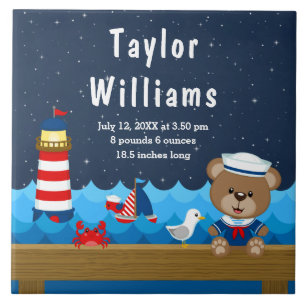 Carreau Nautical Boy Bear Statistiques de naissance de la