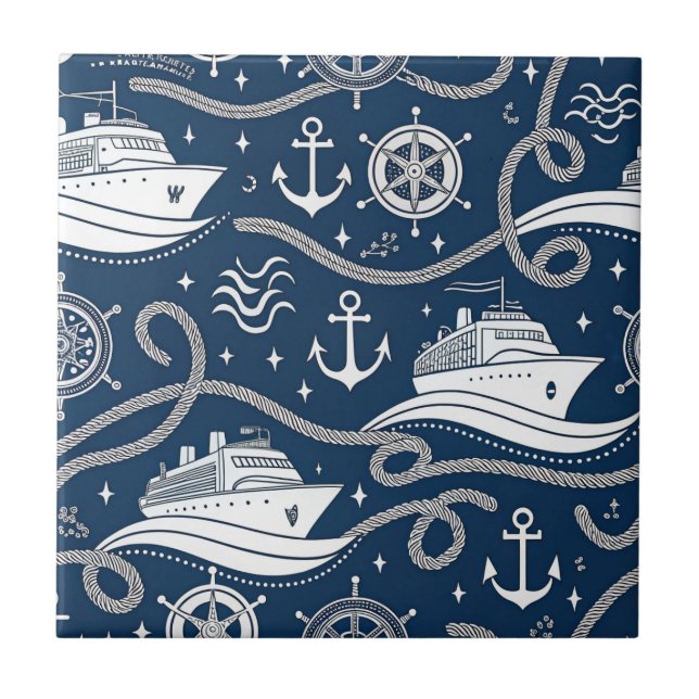 Carreau Nautical Cruise Seamless Pattern (Devant)