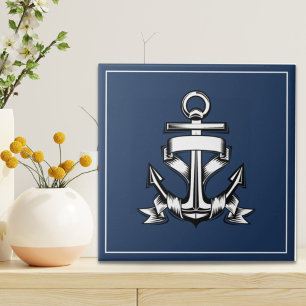 Carreau Nautical Ocean Beach House Marine Blue Ship Ancre