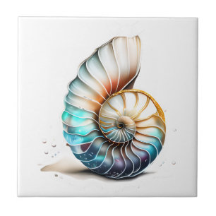 Carreau Nautilus 3D iridescente nacre nacrée coque de plag