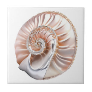 Carreau Nautilus coquillage pêche orange 3D plage nautique