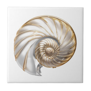 Carreau Nautilus coquillage perle luster de plage 3D mer
