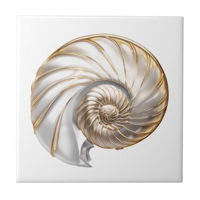 Carreau Nautilus coquillage perle luster de plage 3D mer (Devant)