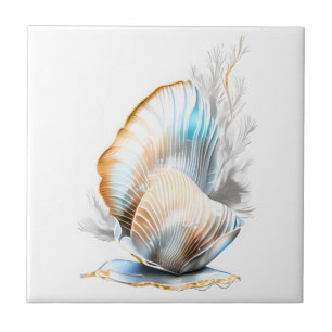 Carreau Nautilus coquillage riidescente brillance plage 3D
