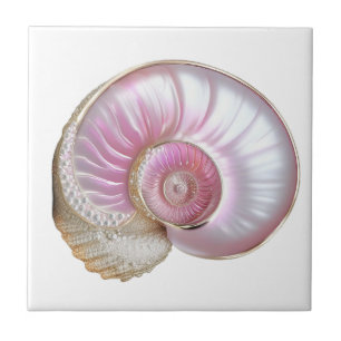 Carreau Nautilus coquillage rose perle 3D mer de plage