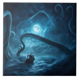 Carreau Nautique Bateau de pêche Giant Octopus Art