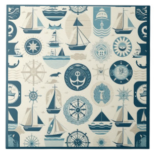 Carreau Navire nautique et océan Céramique à thème n° 12