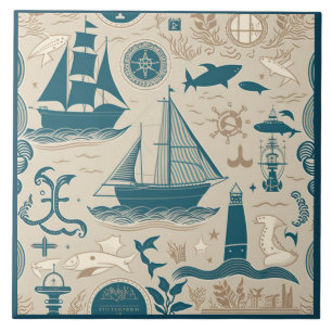 Carreau Navire nautique et océan Céramique à thème n° 13