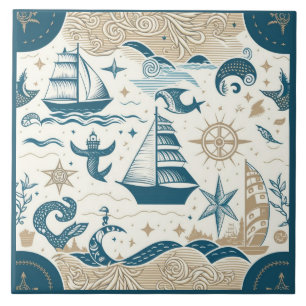 Carreau Navire nautique et océan Céramique à thème n° 15