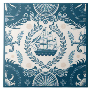 Carreau Navire nautique et océan Céramique à thème n° 17