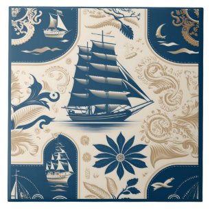 Carreau Navire nautique et océan Céramique à thème N° 19