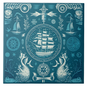 Carreau Navire nautique et Océan Céramique à thème No2