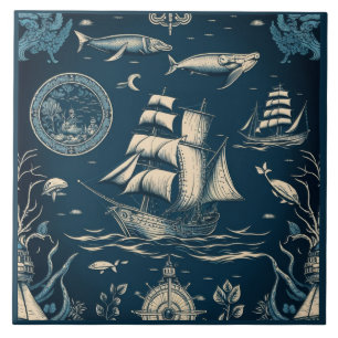 Carreau Navire nautique et Océan Céramique à thème No3