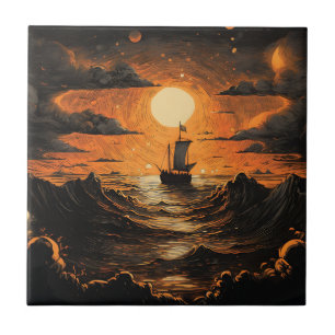 Carreau Navire naviguant la nuit