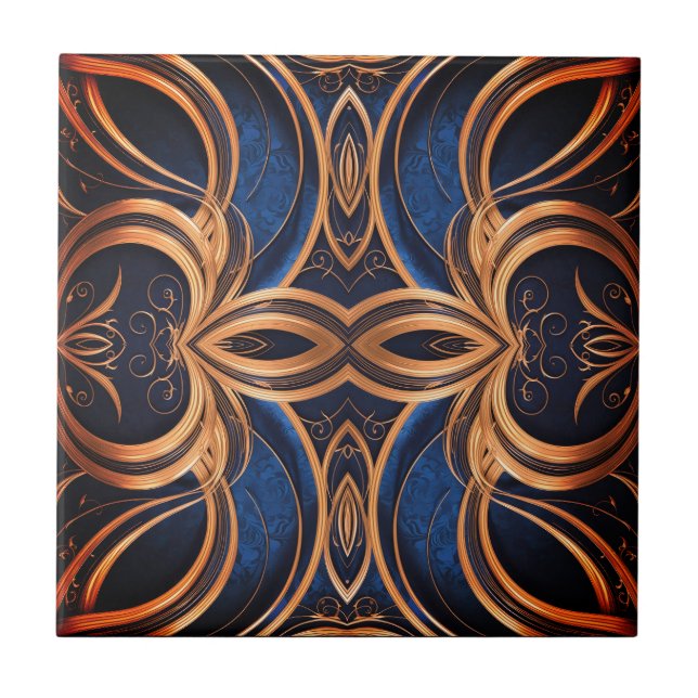 Carreau Navy Blue Elegance in Curved Symmetry (Devant)