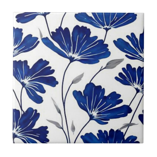 Carreau Navy blue flower pattern (Devant)