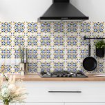 Carreau Navy Blue Yellow Mediterranean Stylish White<br><div class="desc">Introducing our gorgeous and unique ceramic tile that is perfect for bringing a touch of the Mediterranean to your home. With its modern decorative ornament pattern in striking navy blue and yellow on a crisp white background, this tile will infuse your space with style and elegance. Whether you're looking to...</div>