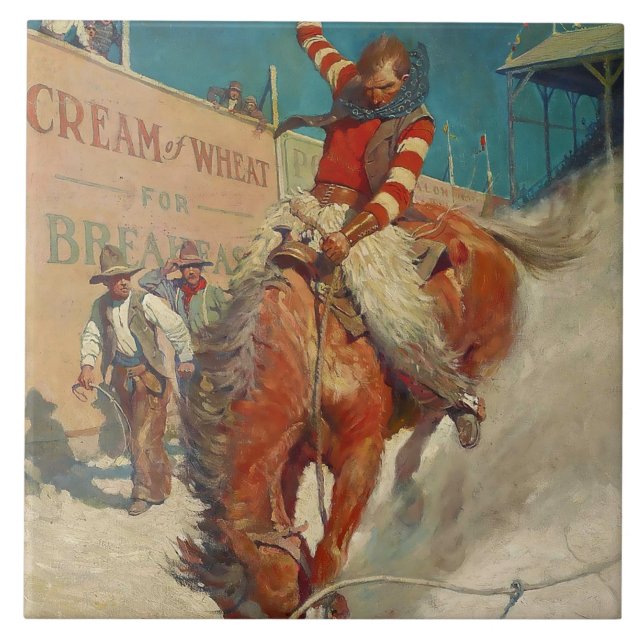 Carreau NC Wyeth Peinture historique "Le Rodéo" (Devant)