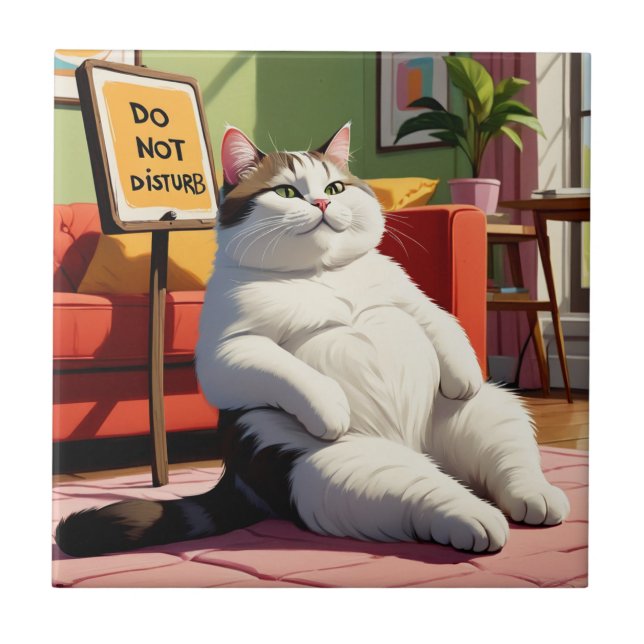 Carreau Ne pas déranger Fat Cat Drôle  (Devant)