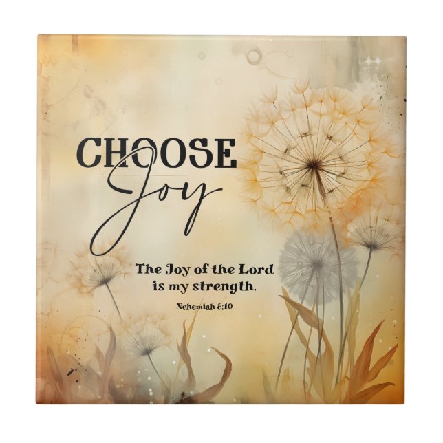 Carreau Néhémie 8:10 Joie du Seigneur Bible Verse Fleurs (Devant)
