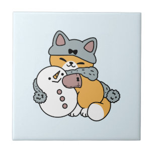 Carreau Neige beaucoup amusant Chat hiver vacances Design