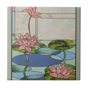 Carreau Nénuphars en verre souillé
