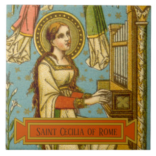 Carreau NéoGothique Ste Cecilia de Rome (détail; BNG 02)