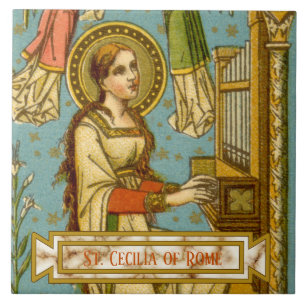 Carreau NéoGothique Ste Cecilia de Rome (détail; BNG 02)