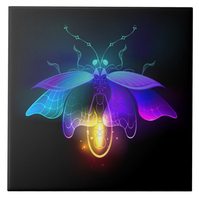 Carreau Neon Firefly sur noir (Devant)