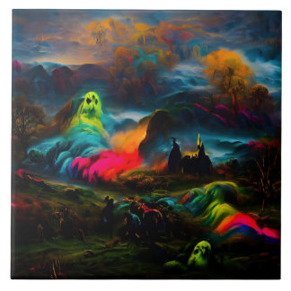 Carreau Neon Ghosts dans un paysage d'Imaginaire hanté