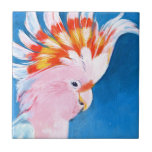 Carreau Neon Mohawk - Cockatoo rose<br><div class="desc">Neon Mohawk II par Jennifer Paxton Parker. Un cockatoo rose roche un mohawk amusant de couleur néon | 162733Z</div>