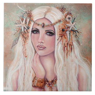 Carreau Nereides nymphe mermaid art par Renee Lavoie