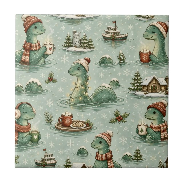 Carreau Nessie de Noël Monstre du Loch Ness Confortable Cr (Devant)