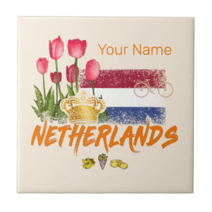 Carreau Netherlands Vintage Holland Flag and Dutch Tulip