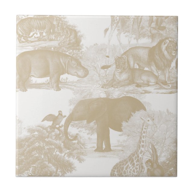 Carreau Neutral Boho Jungle Animaux Safari Chinoiserie (Devant)