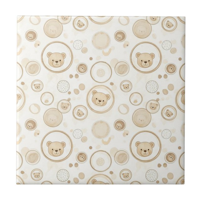 Carreau Neutral Teddy Bear Circle Pattern Beige Baby (1) (Devant)