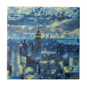 Carreau New York City Skyline Van Gogh Starry Night Art