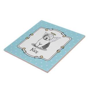 Carreau Nice Angel Old English Sheepdog (Gris 1) - mignon