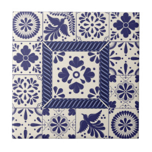 Carreau Nile Blue Mexicain Traditionnel Oiseaux Talavera