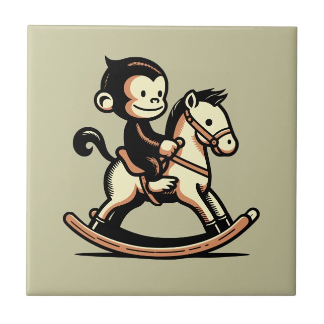 Carreau N'Importe Quel Singe Couleur Sur Cheval À Rocher (Devant)