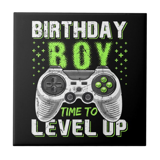 Carreau Niveau Up Anniversaire Jeu vidéo pour garçon (Devant)