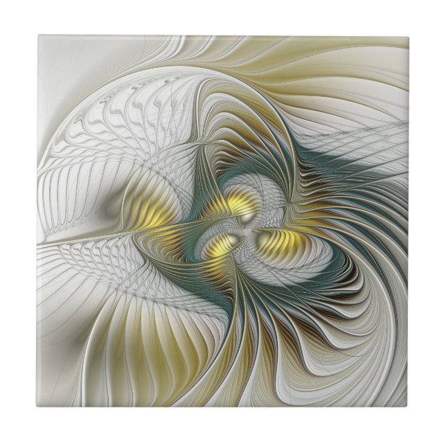 Carreau Nobly Golden Turquoise Imaginaire Fractal Art (Devant)